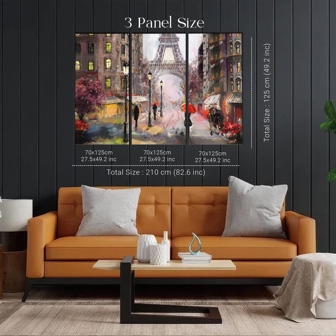 Eiffel Tower Rainy Paris Street Evening Red Umbrellas Poster - Image 2