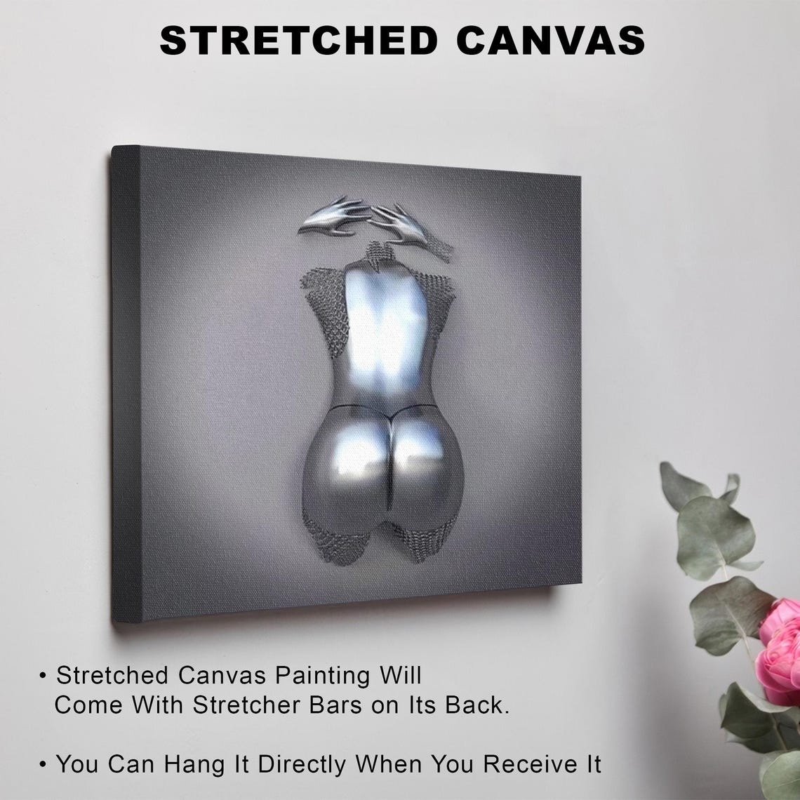 Chrome Silver Human Figure In Abstract 3D Sculpture Style Poster - Image 3