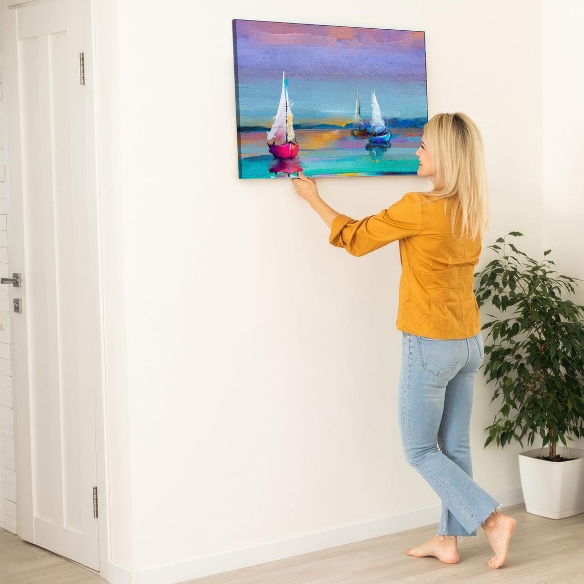 Colorful Sailboats Gliding On A Bright Blue Turquoise Sea Poster - Image 5