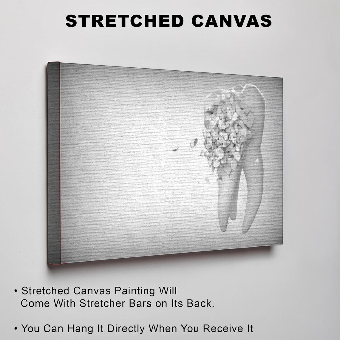 Decaying Tooth Crumbling Into Particles Minimal Dental Art Poster - Image 3