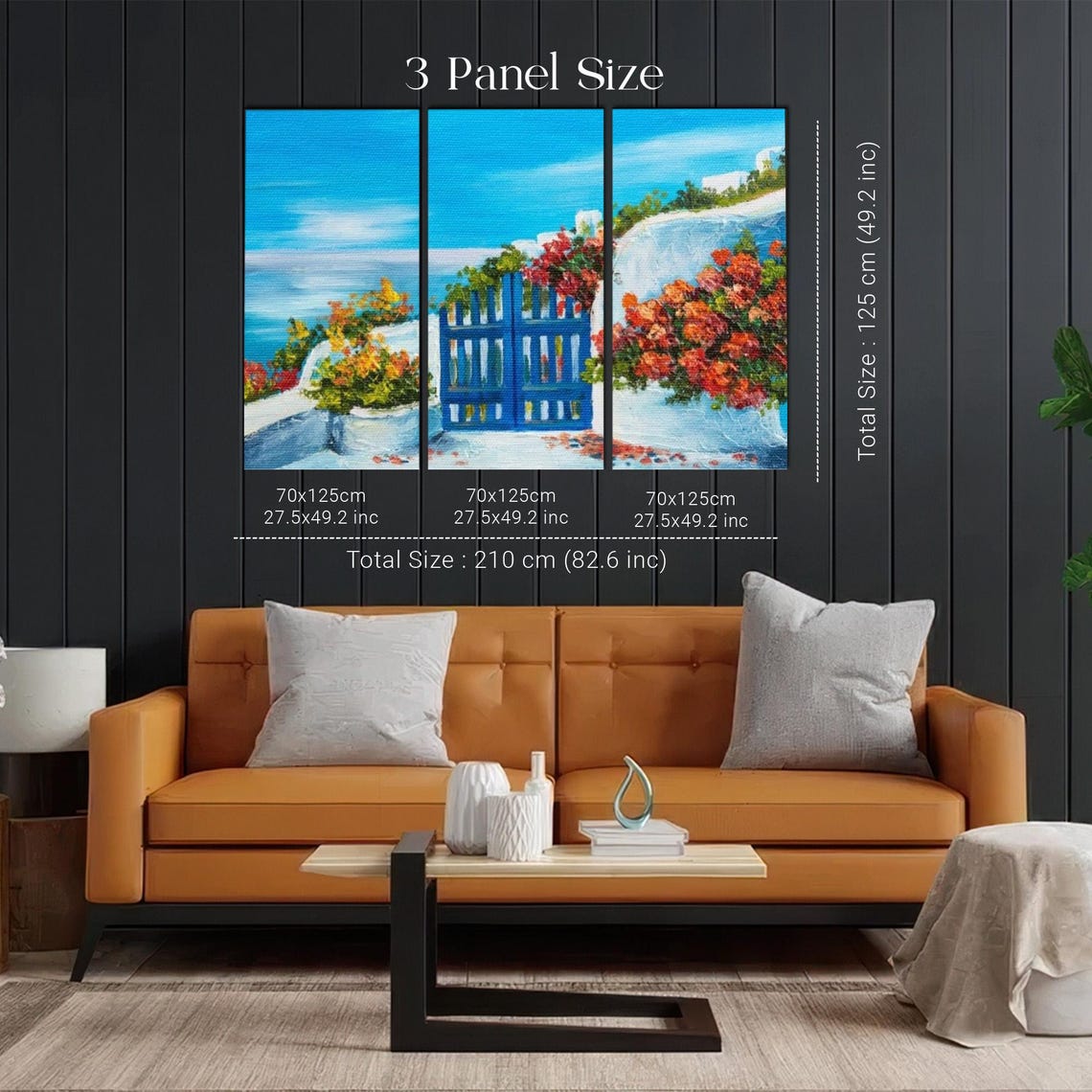 Blue Wooden Gate In Whitewashed Garden Wall Overlooking The Sea Poster - Image 2