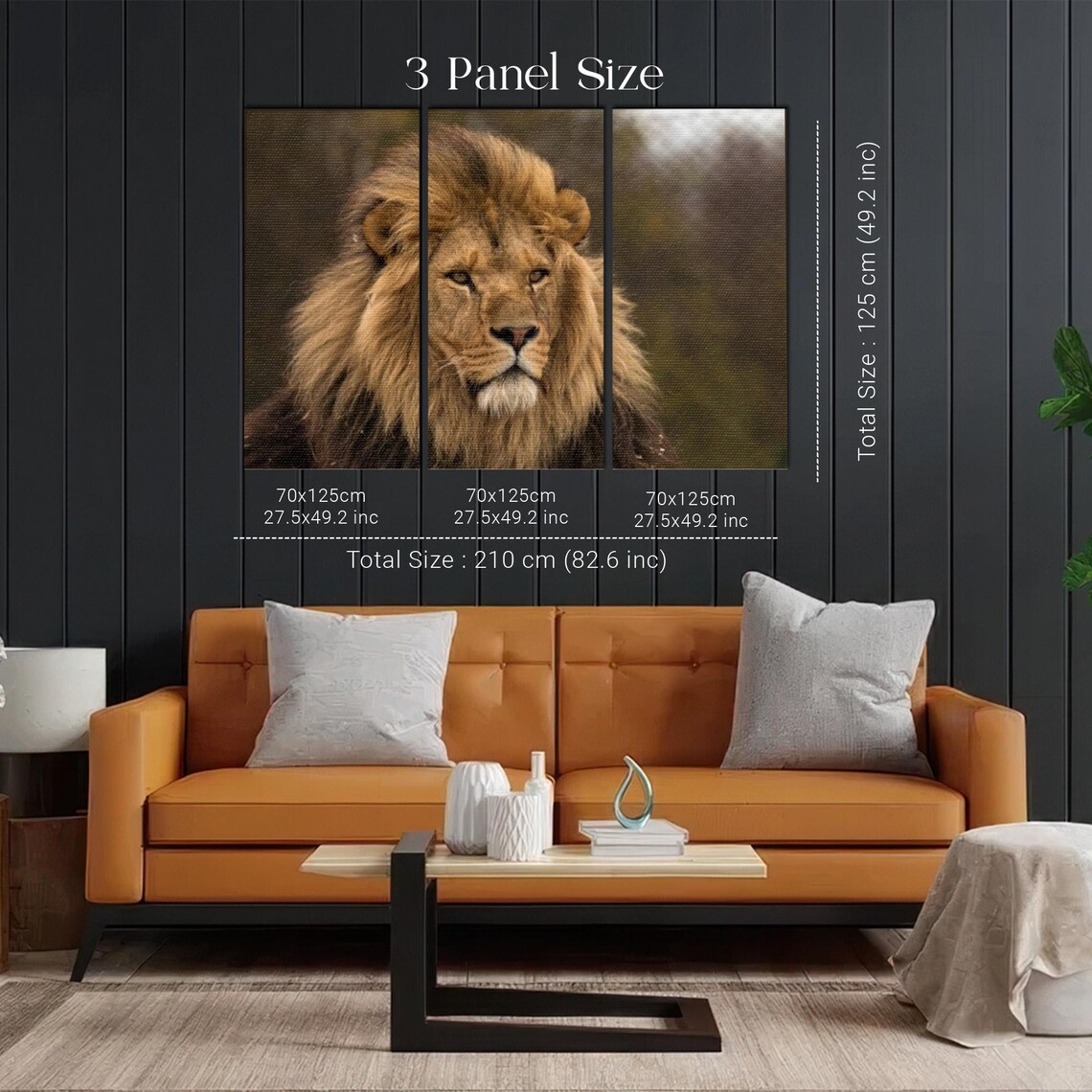 Majestic Male Lion Close-Up Wildlife Portrait Painting Poster - Image 2