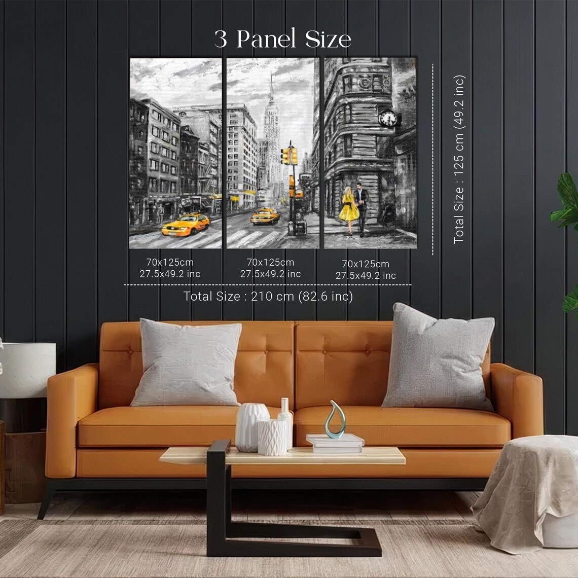 New York Street in Black and White with Yellow Taxi Cabs Poster - Image 2