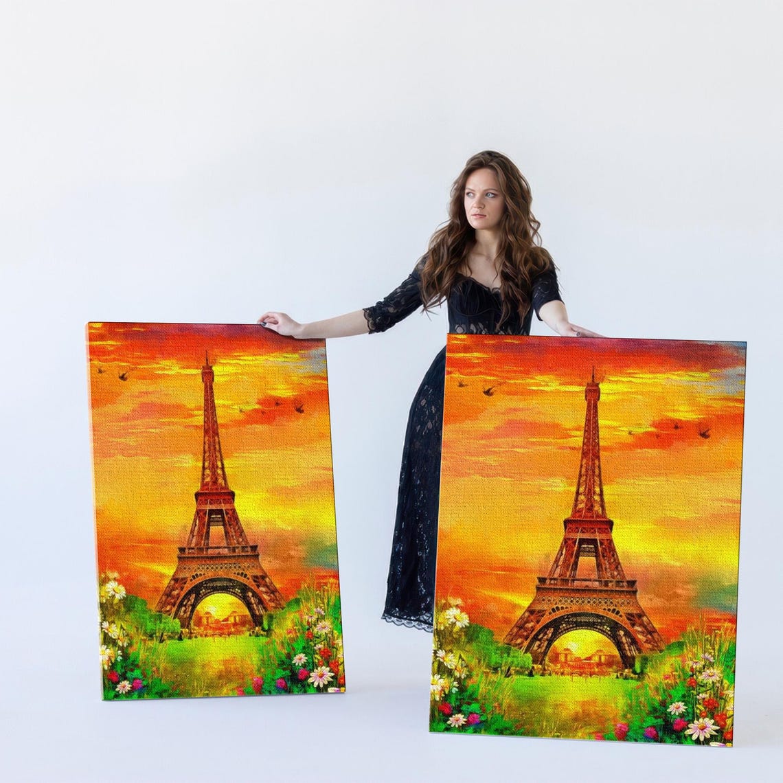 Romantic Eiffel Tower at Sunset Beneath a Fiery Orange Sky Poster - Image 5