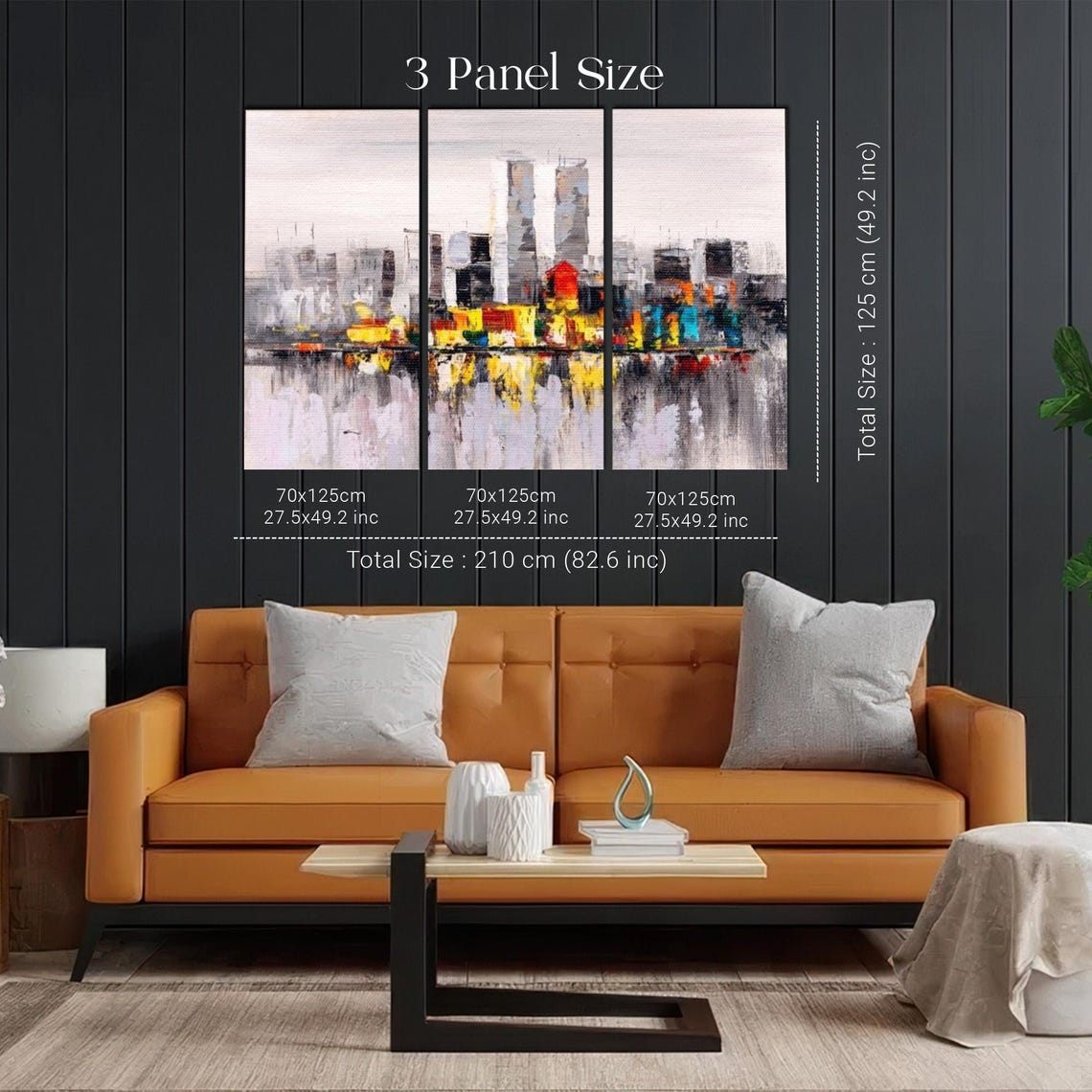 Abstract Colorful City Skyline With Water Reflection Painting Poster - Image 2