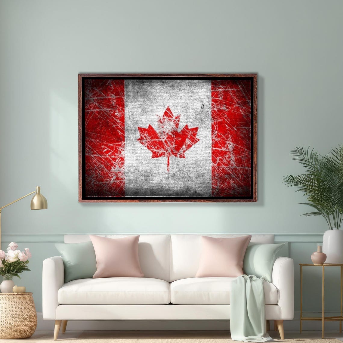Distressed Vintage Canadian Maple Leaf Flag Wall Decor Poster