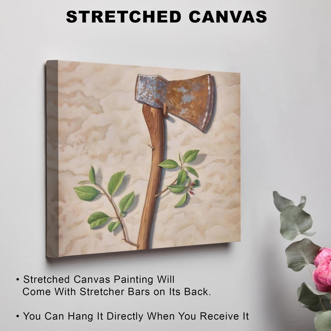 Blooming Rusty Axe With Green Sprout Vintage Botanical Art Poster - Image 3
