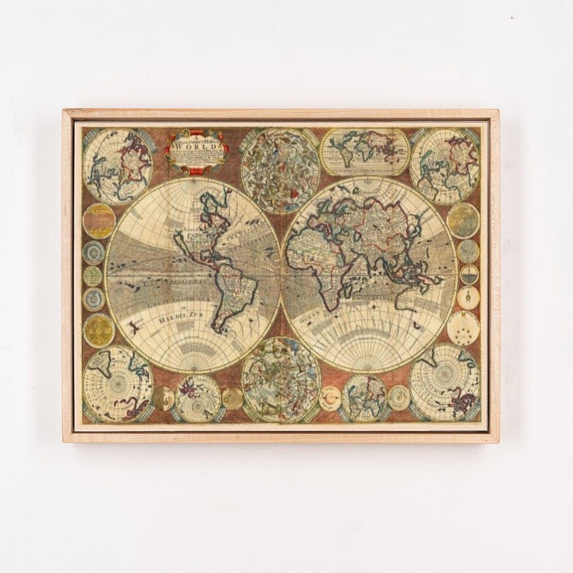 Vintage Double Hemisphere World Map Antique Cartography Poster - Image 4