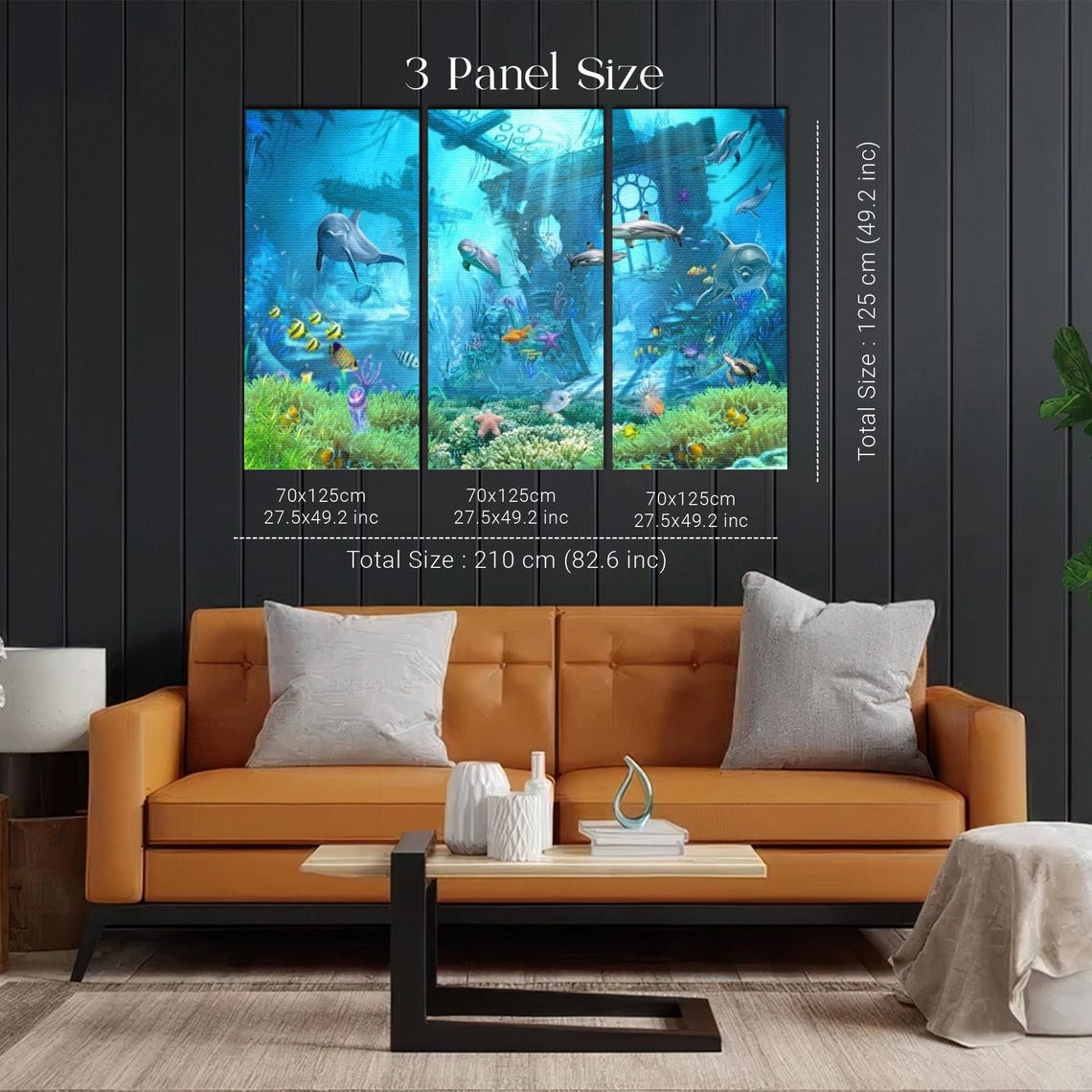 Dolphins Swimming Through Sunken Ancient Ruins Painting Poster - Image 2