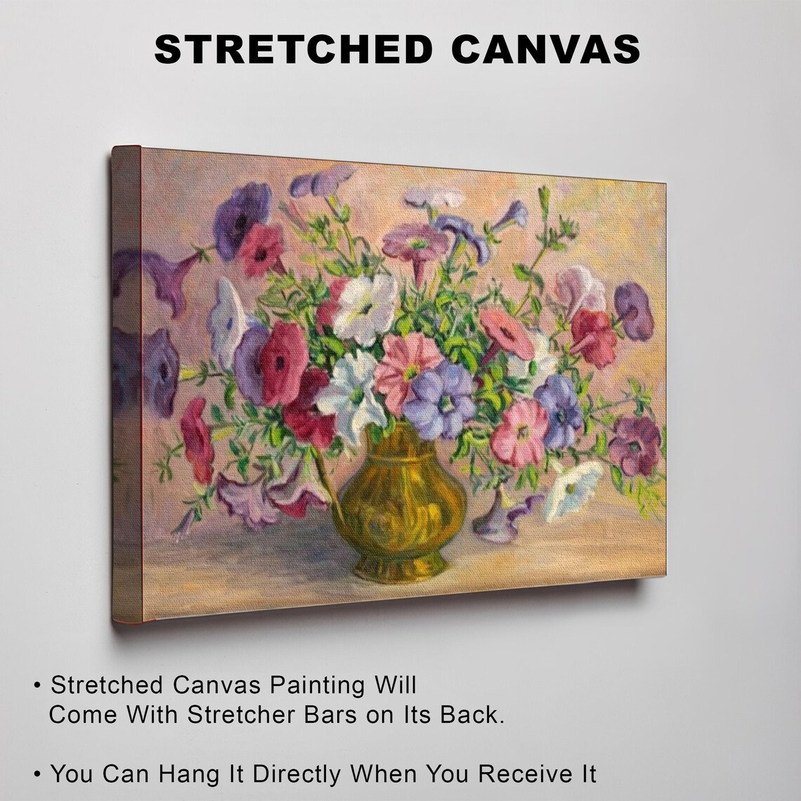 Colorful Wildflower Bouquet In Gold Vase Oil Painting Poster - Image 3