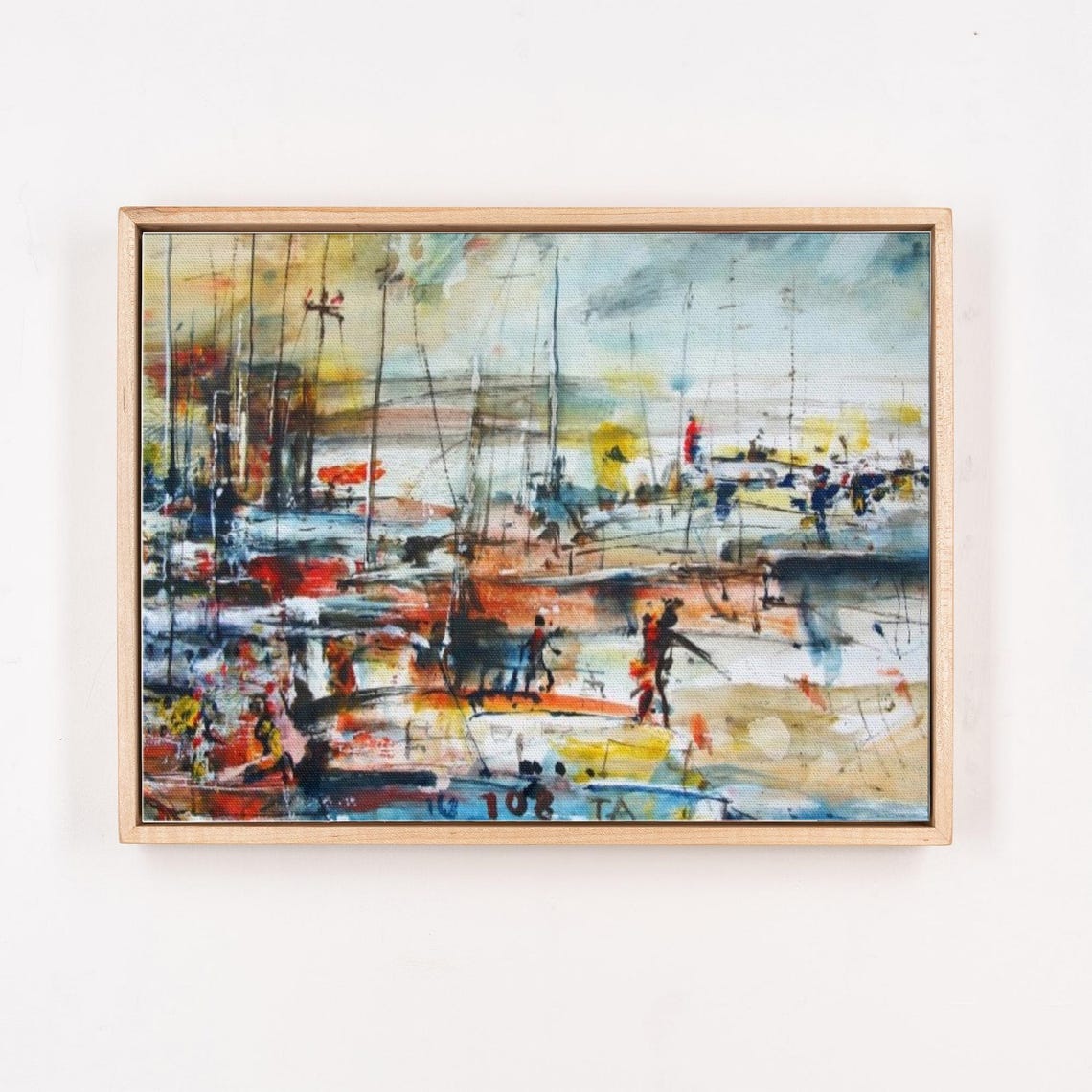 Abstract Colorful Sailboats In The Harbor Modern Watercolor Art Poster - Image 4
