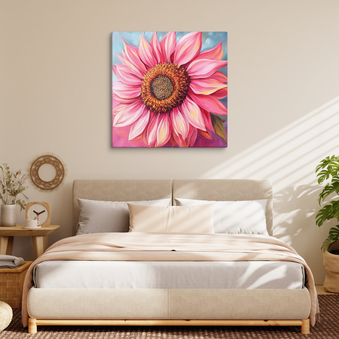 Pink Sunflower Print Large Painting Print Flower Wall Art Nature Art Sunflower Art Sunflower Painting Print Wall Art - Image 5
