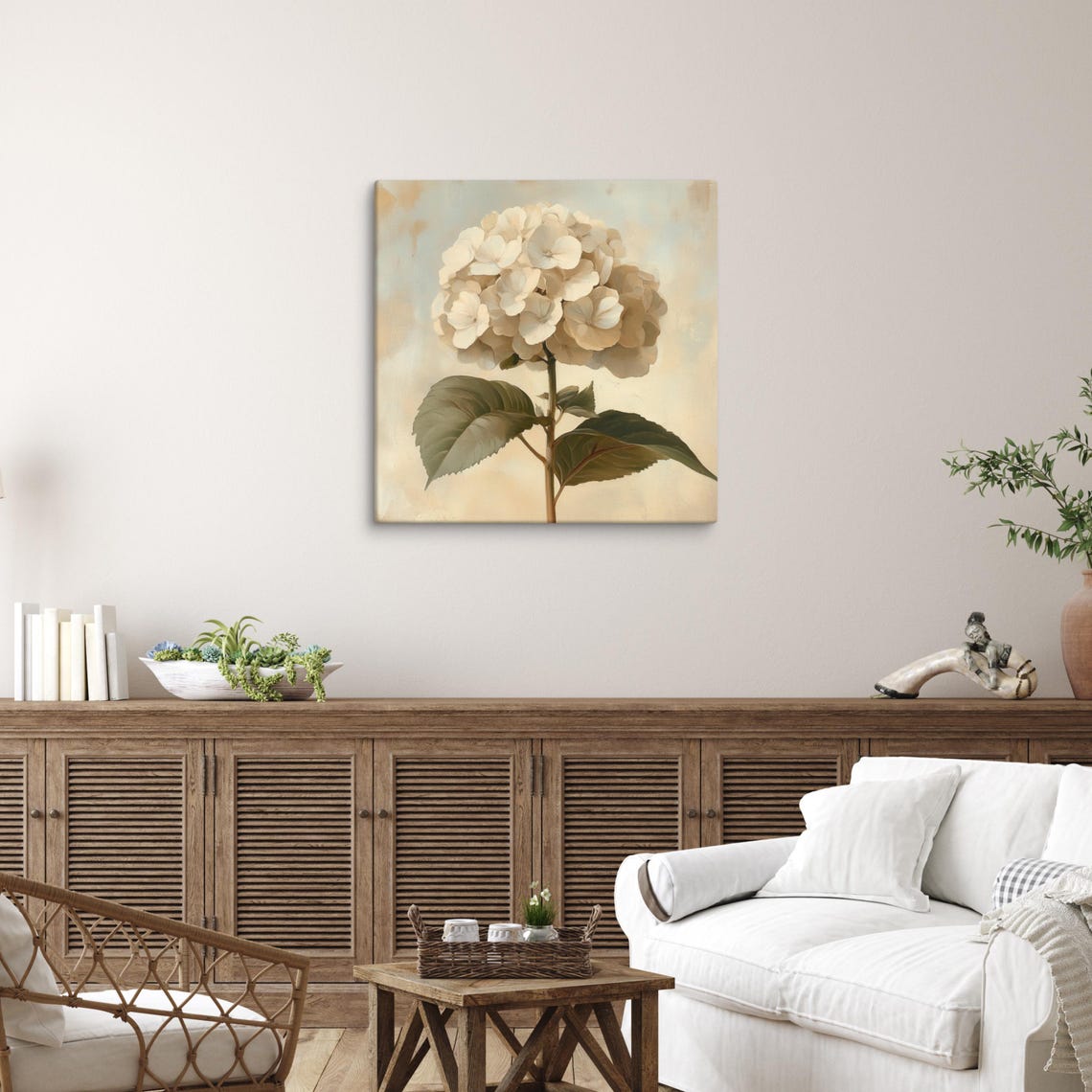 Cream White Hydrangea Bloom Vintage Botanical Illustration Poster - Image 4
