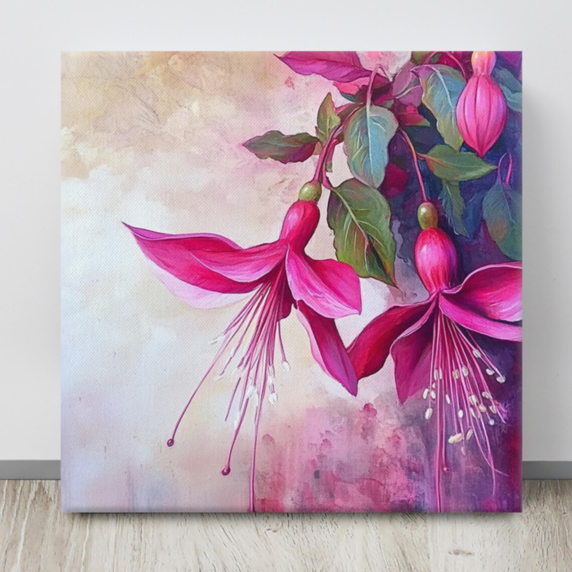 Magenta Fuchsia Blossoms Hanging Watercolor Floral Art Poster - Image 4