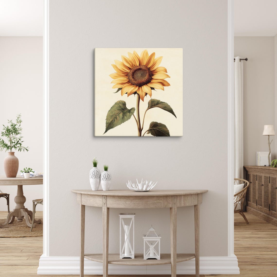 Sunflower Print Large Painting Print Flower Wall Art Nature Art Sunflower Art Sunflower Painting Print Vintage Wall Art - Image 3