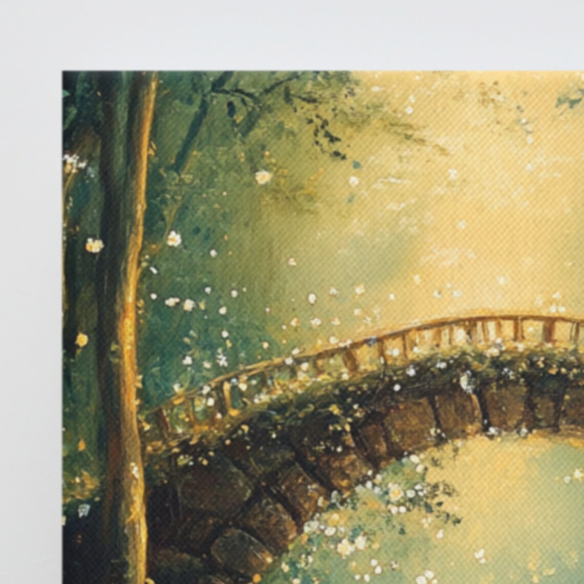 Magical Bridge Print Wall Art Painting Print Waterfall Art Forest Wall Art Magical Forest Mystical Wall Art - Image 3