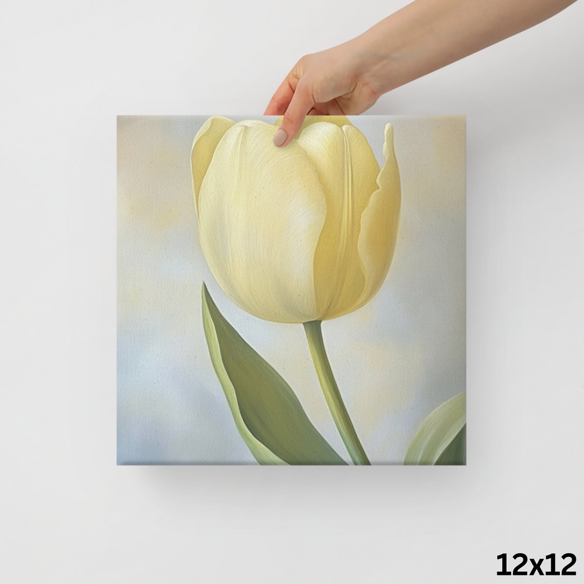 Pale Yellow Tulip Minimalist Soft Pastel Floral Wall Art Poster - Image 2