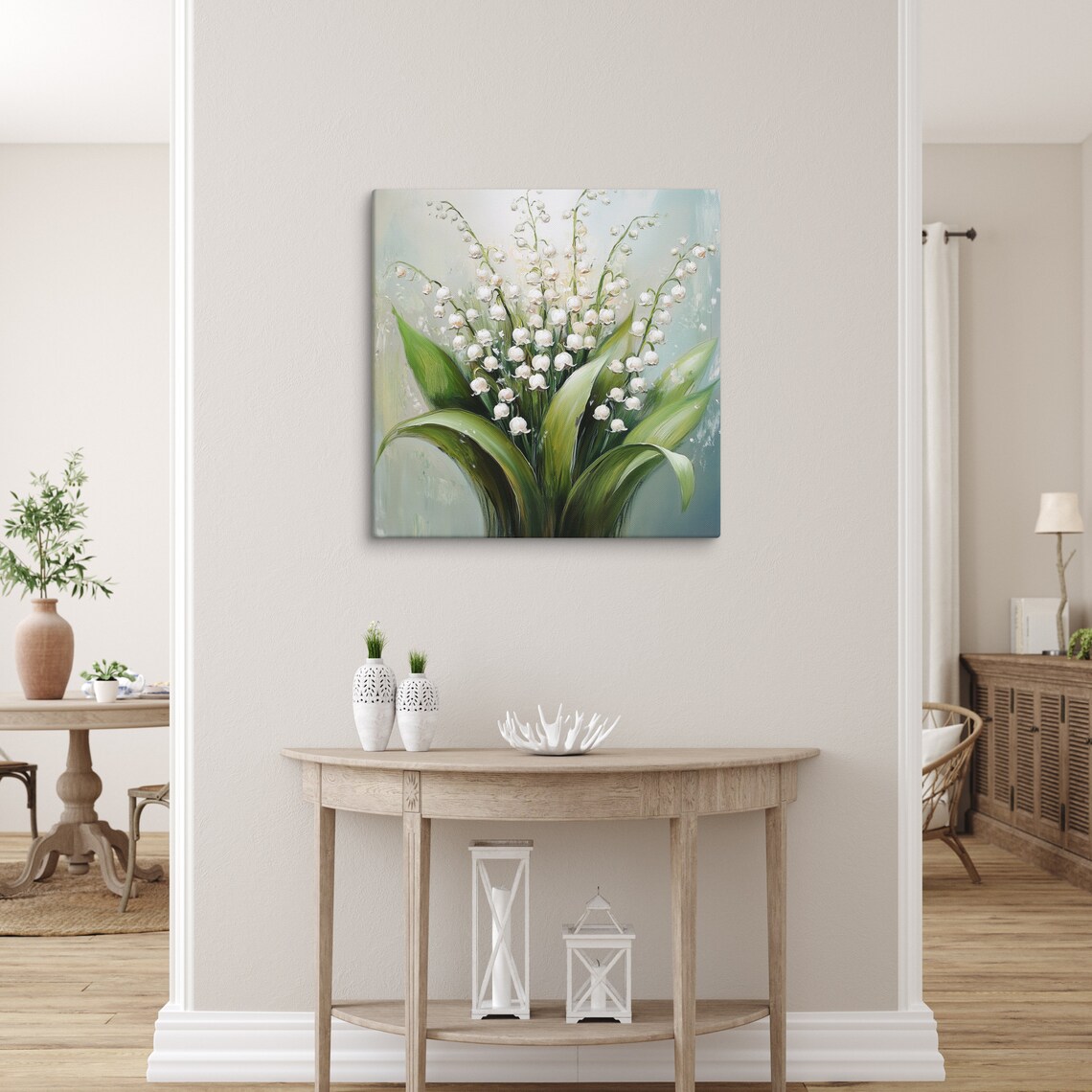 Lily of the Valley White Bells Green Botanical Floral Art Poster - Image 5