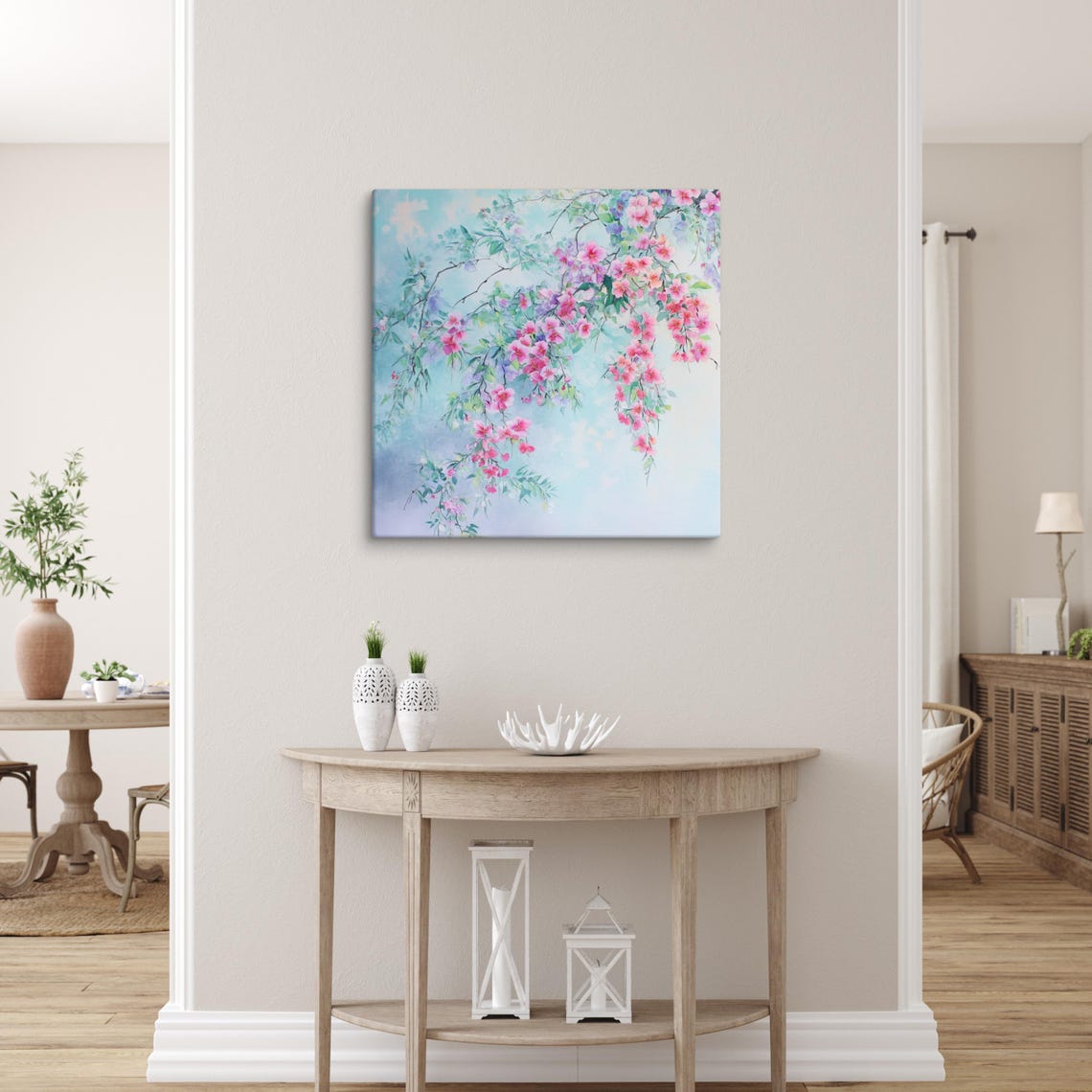 Pink Cherry Blossom Branches Watercolor Spring Painting Print - Image 5