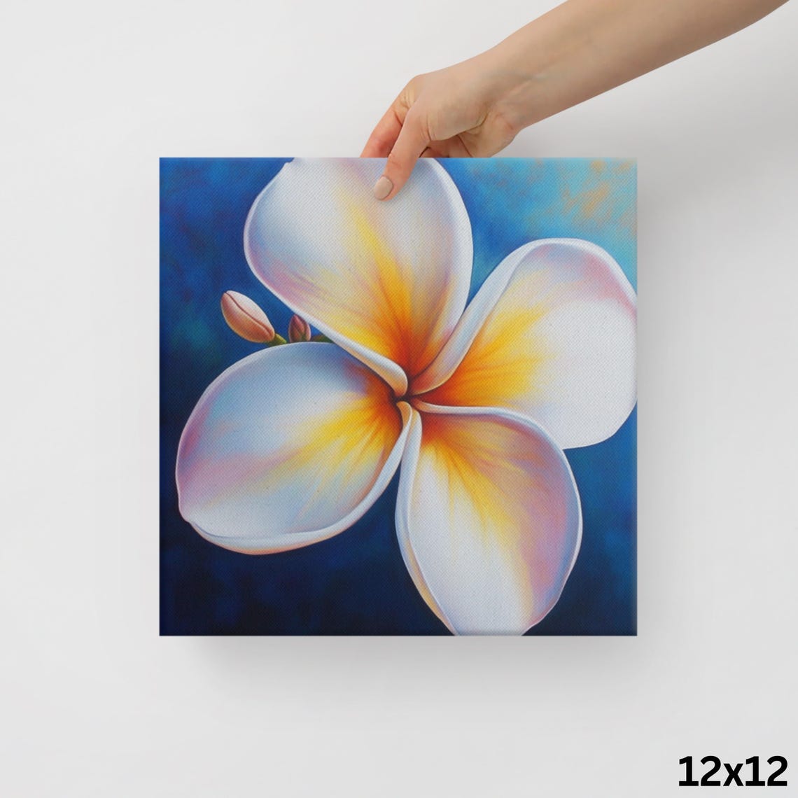 Plumeria Frangipani Bloom Deep Blue Bold Tropical Flower Poster - Image 2