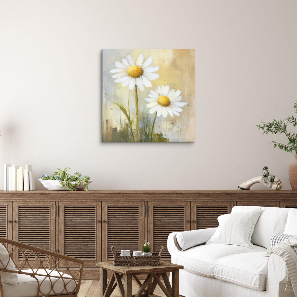 White Chamomile Daisies Golden Background Floral Art Wall Poster - Image 4