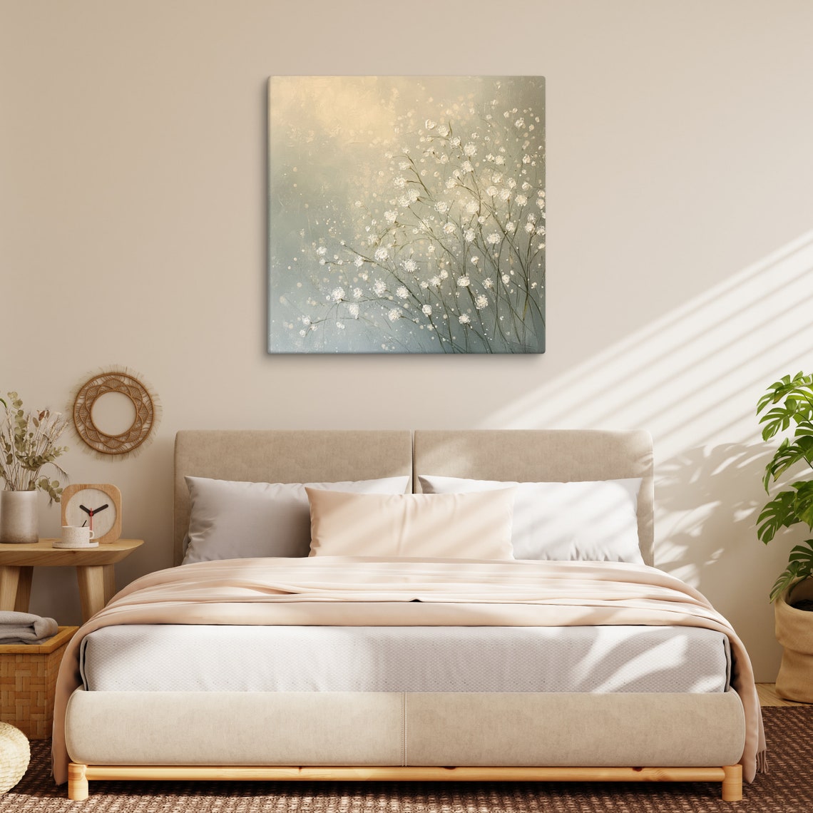 Babys Breath Tiny White Blossoms Sage Green Airy Minimalist Art Poster - Image 2