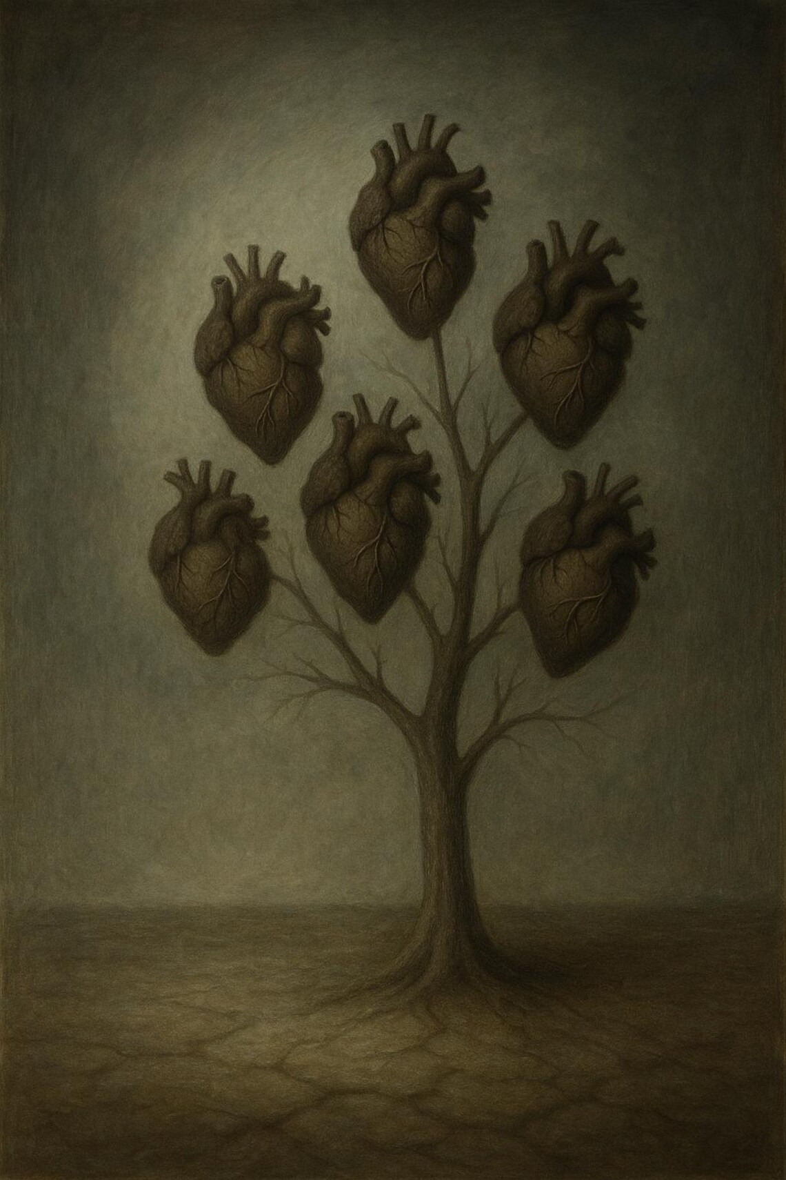 Surreal Anatomical Heart Tree Dark Vintage Oil Painting Poster - Image 3