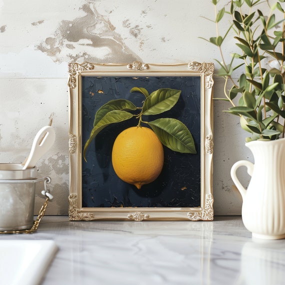 Lemon Still Life, Vintage Rustic Kitchen Art Print