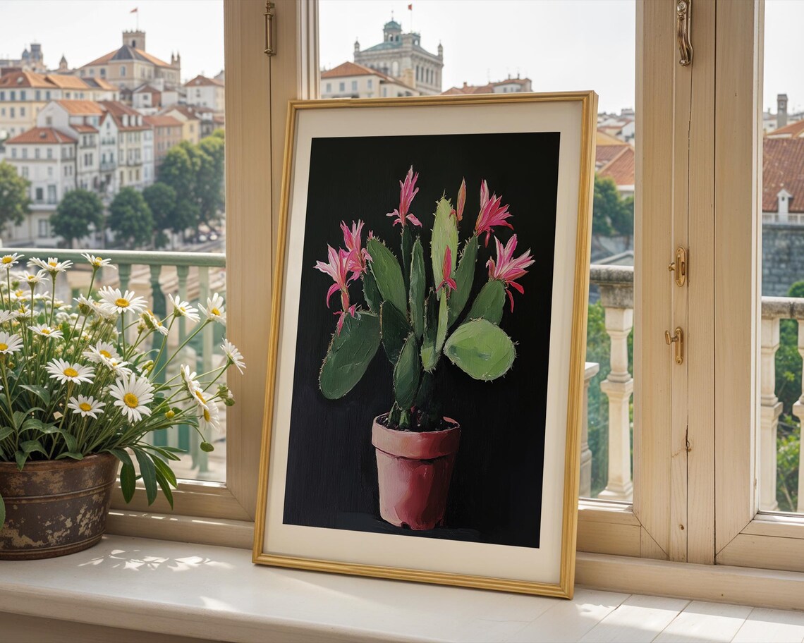 Blooming Cactus Artwork, Modern Botanical Print