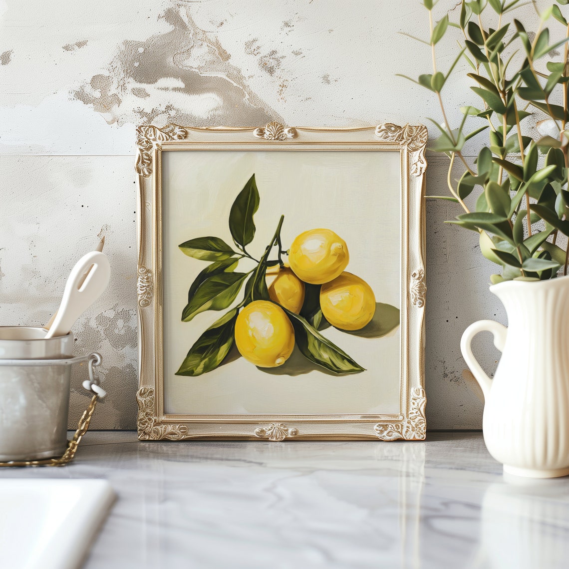 Lemon Still Life, Original Oil Print