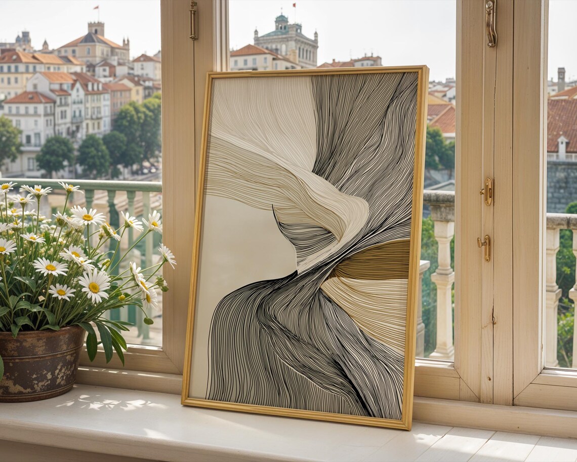 Modern Abstract Line Art, Minimalist Composition