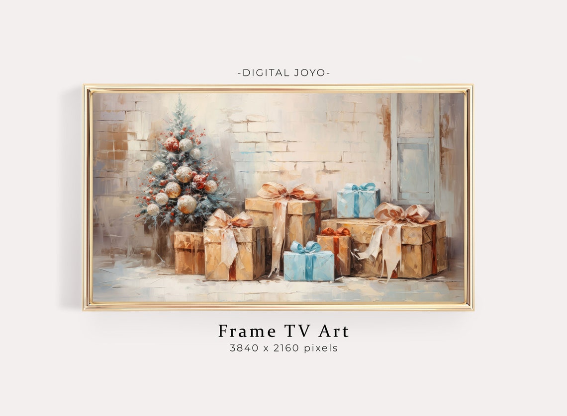 Cozy Christmas Tree Gifts Holiday Still Life Painting Poster