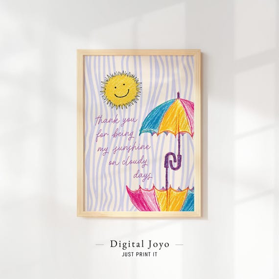 Sunshine Umbrella Print Lavender Nursery Art
