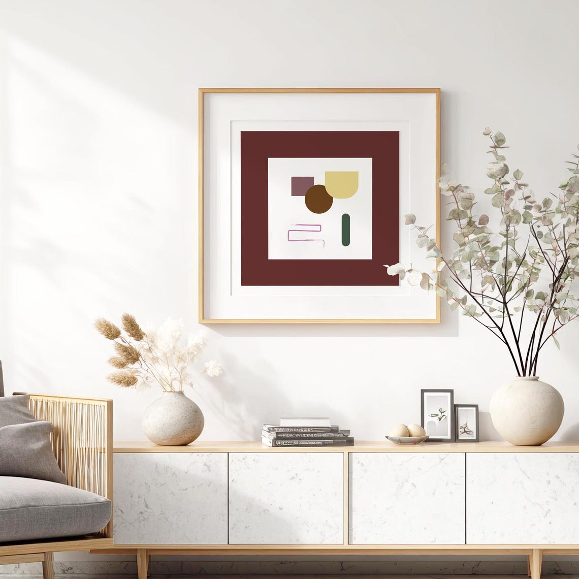 Minimal Geometric Abstract Poster Muted Tones Art