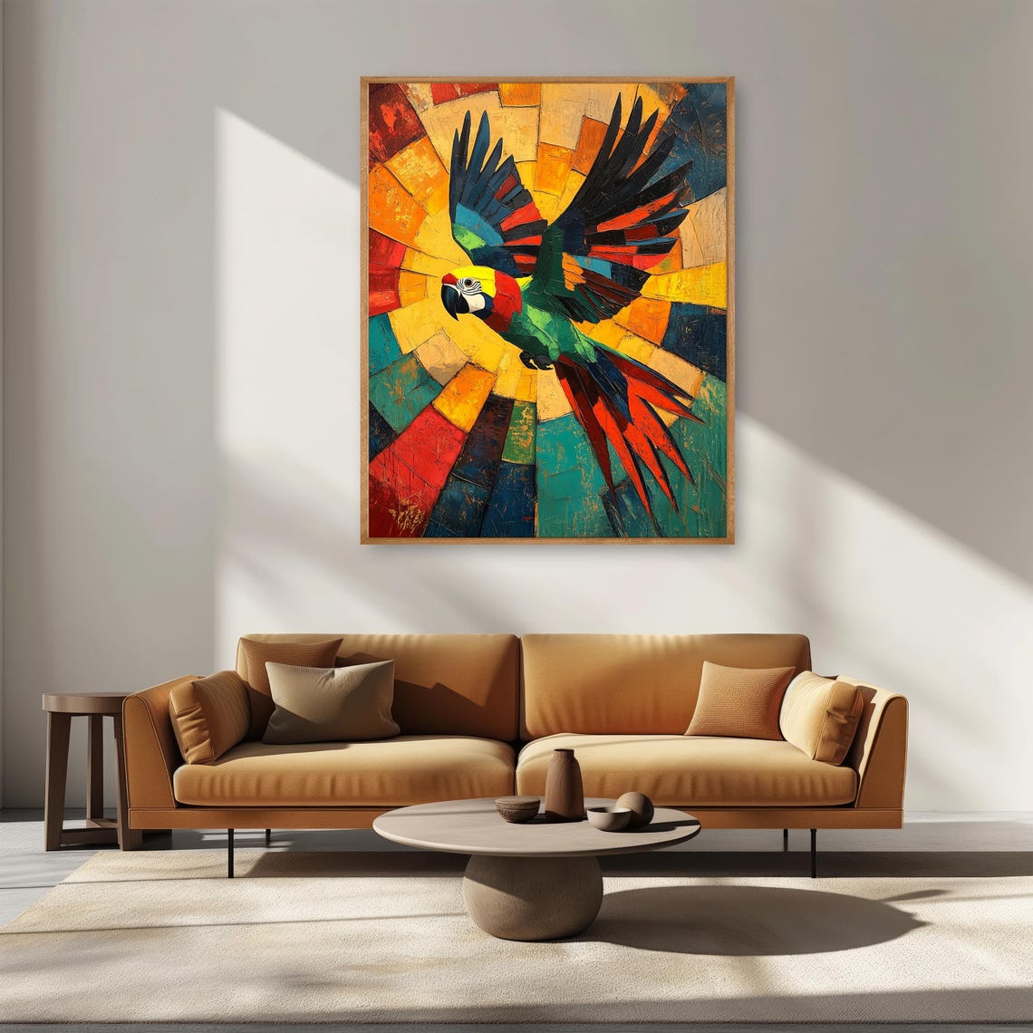 Colorful Abstract Parrot in Flight Cubist Style Bird Art Poster - Image 4