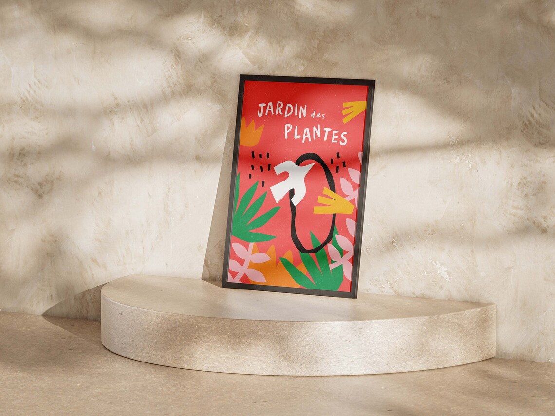 Jardin des Plantes French Cutout Tropical Botanical Bird Art Poster - Image 5