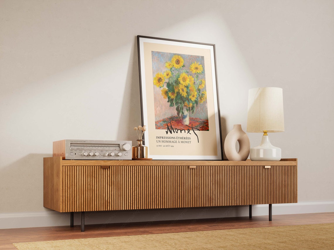 Monet Sunflowers Impressionist Tribute French Exhibition Floral Poster - Image 2