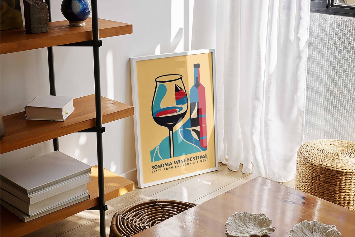 Sonoma Wine Festival Taste of California Retro Wine Travel Art Poster - Image 4
