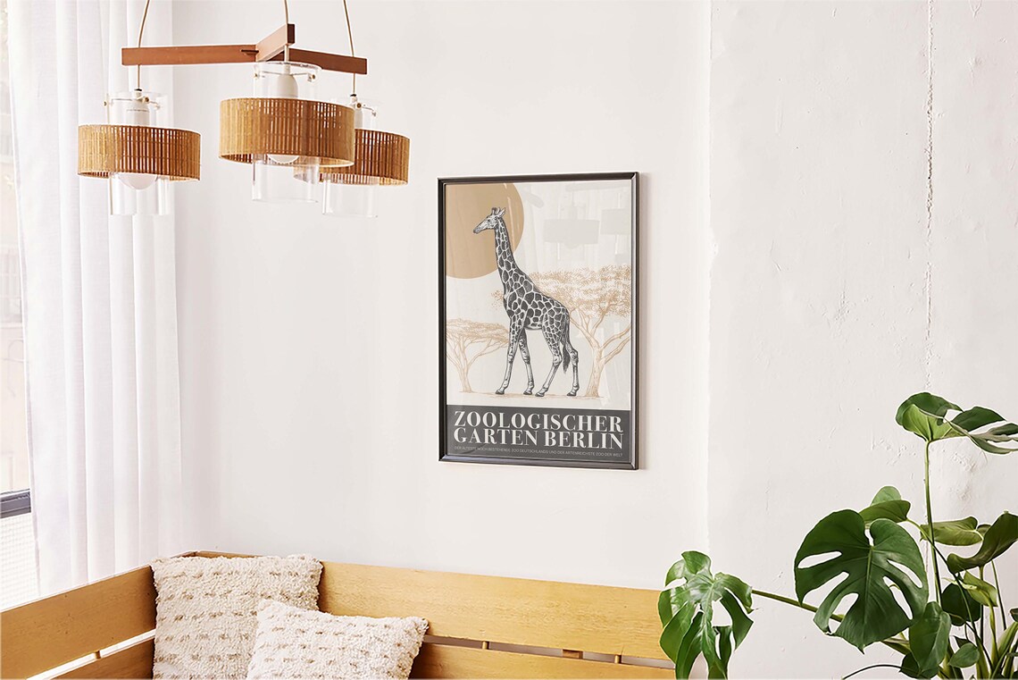 Berlin Zoo Giraffe Poster, Mid-Century Modern Print - Image 5