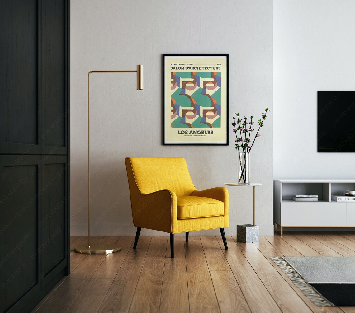 Salon Darchitecture 1974 Los Angeles Geometric Cubist Design Poster - Image 3