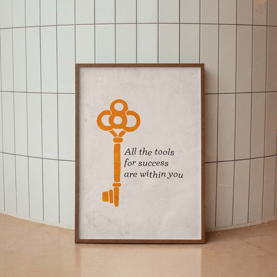 Wall Art Vintage Key Inspirational Poster Minimal Typography Poster Cute Print Bedroom Living Room Home Decor