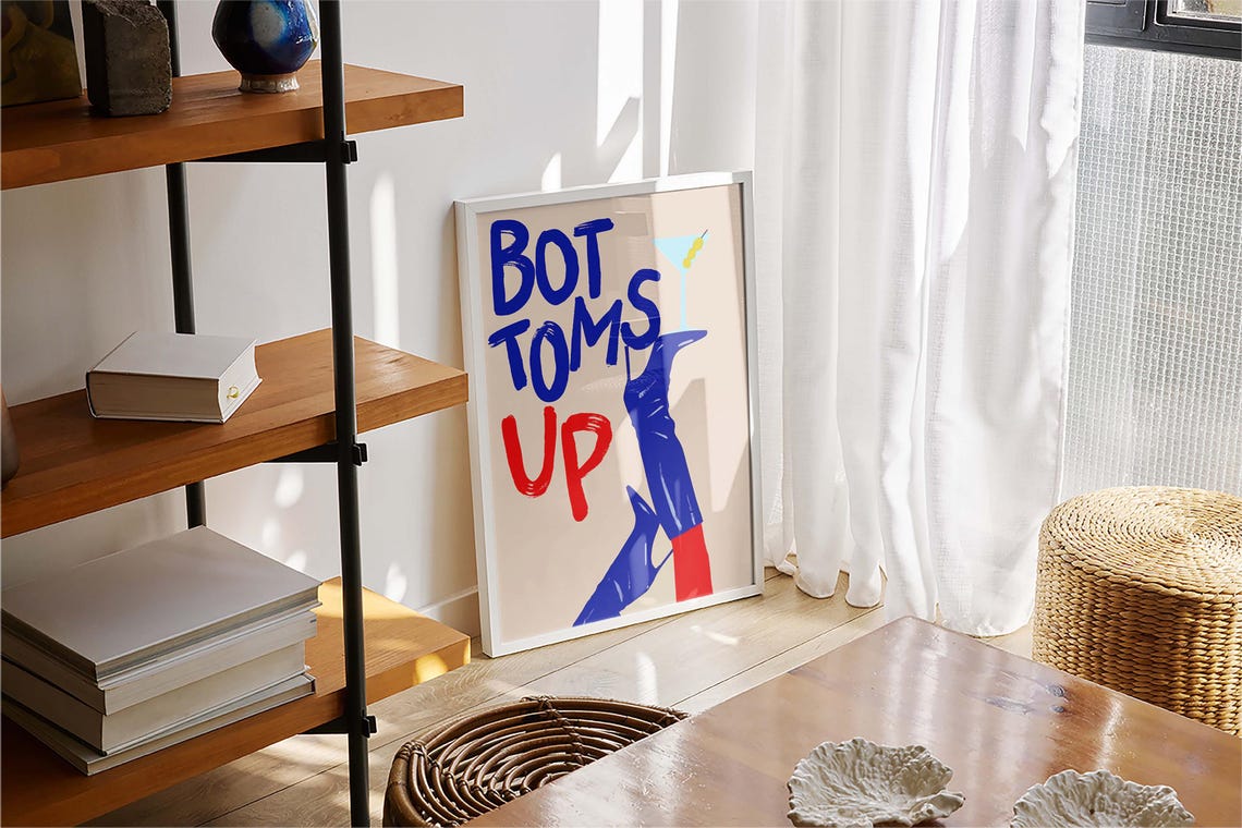 Bottoms Up Martini High Heel Boots Retro Pin Up Cocktail Poster - Image 4