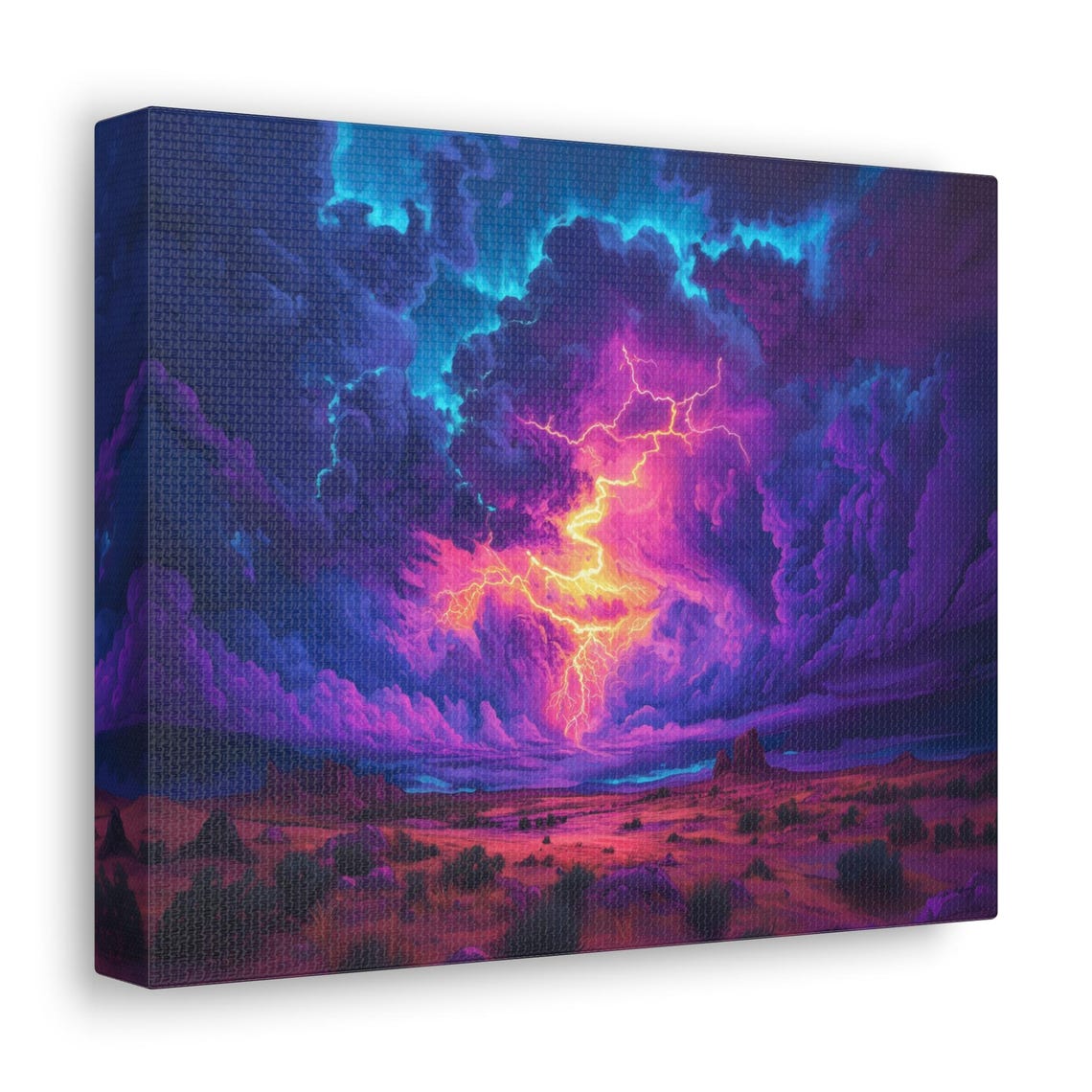 Purple Lightning Storm Over Desert Buttes and Mesas Art Print - Image 2