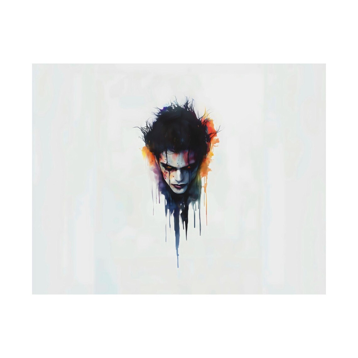 Watercolor Dark Villain Face Dripping Paint Horror Art Poster - Image 3