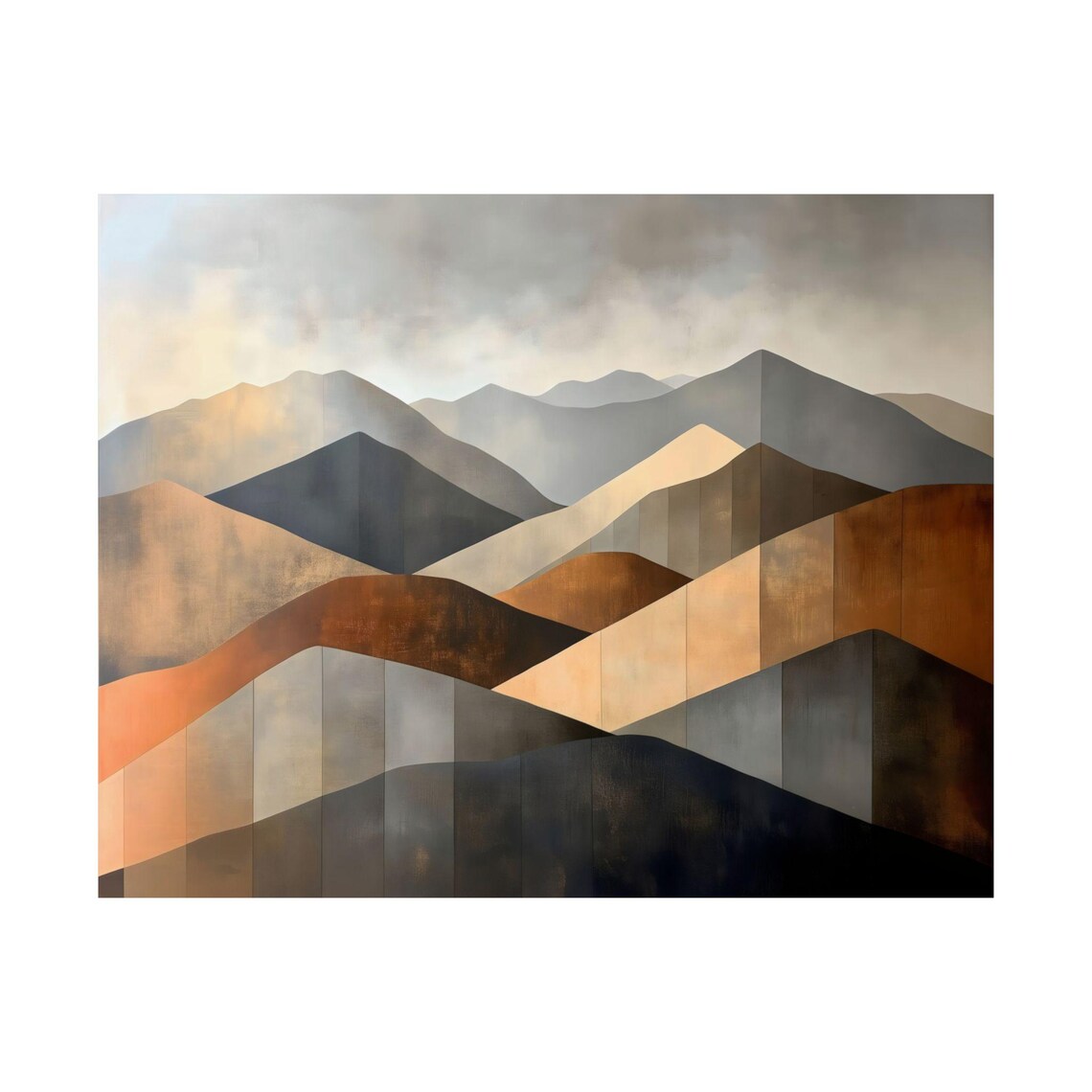 Geometric Mountains Warm Earth Tones Faceted Modern Abstract Poster - Image 3