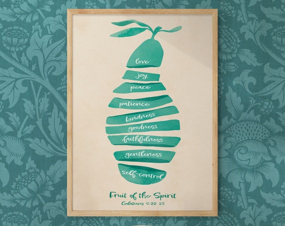 Fruit Of The Spirit Wall Art Fruits Of The Spirit Prints Bible Verse Print Green Galatians 5 22 Bible Art Scripture Art Christ