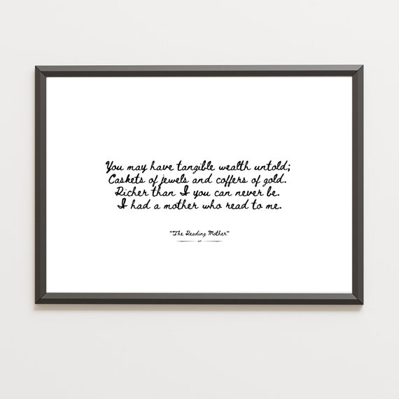 The Reading Mother Strickland Gillilan Quotes Instant Wall Art Nursery Art Playroom Home Decor Homeschool