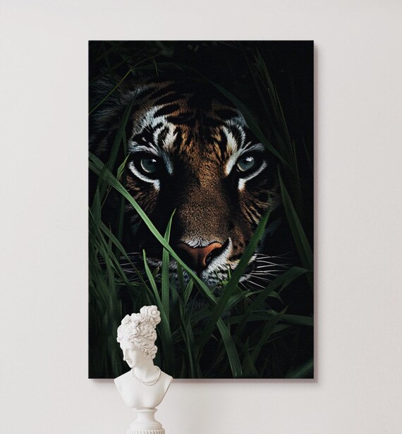 Tiger Hiding In Jungle - Safari Animal Decor