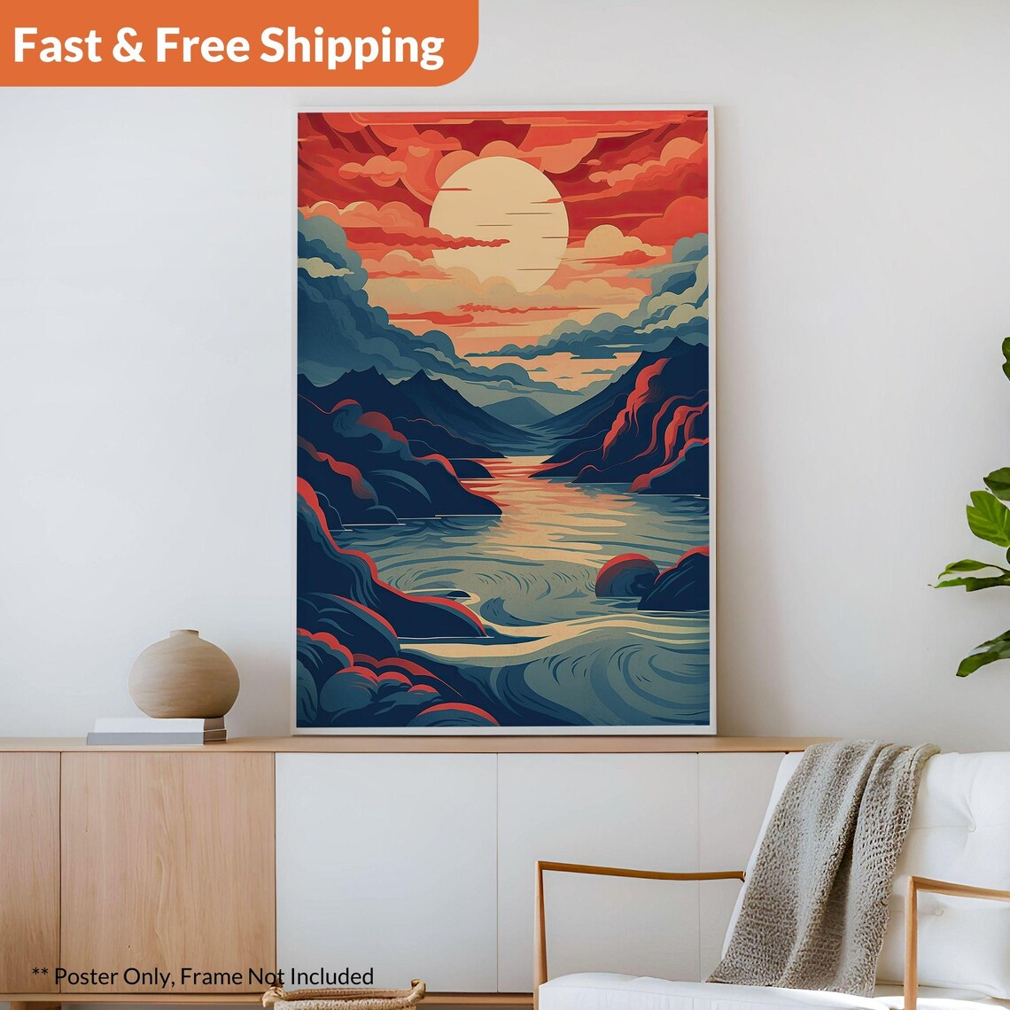 Hokusai Ukiyo E Japanese Kanji Landscape Poster - Image 2