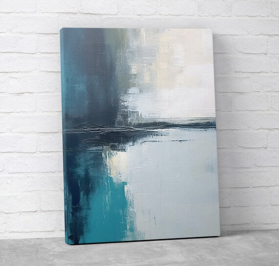 Blue Abstract Ocean Painting, Wall Art Print
